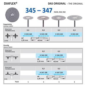 Diamantschijf Diaflex H 345 - HP 190, Ø 19 mm - enkelzijdig, bovenkant slijpend