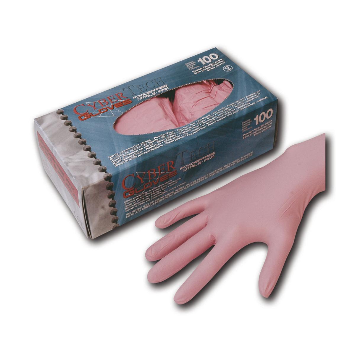 CyberGloves PFE Nitrile Pink - S, 100 stuks