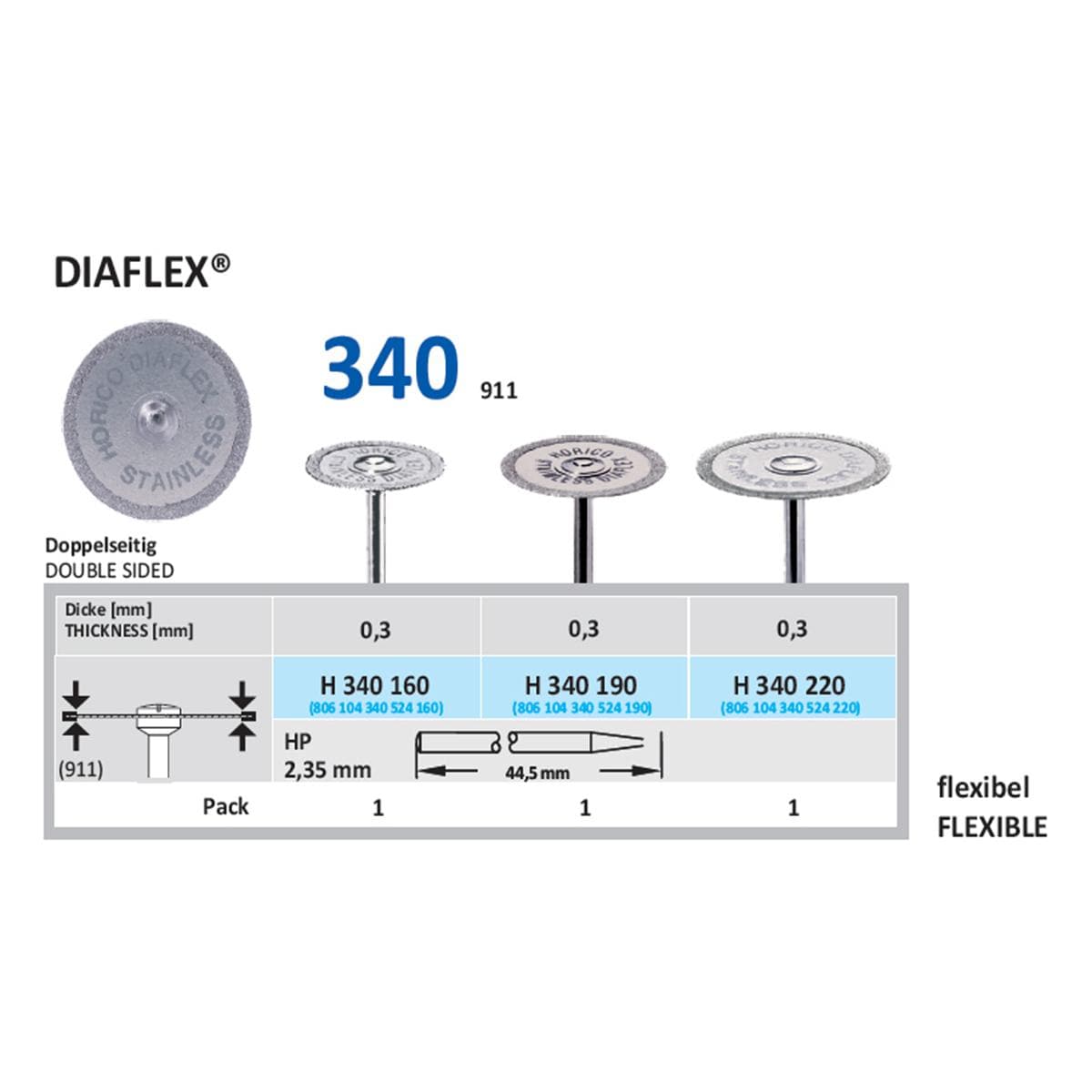 Diamantschijf Diaflex H 340 - HP 220 Ø 22 mm dubbelzijdig medium