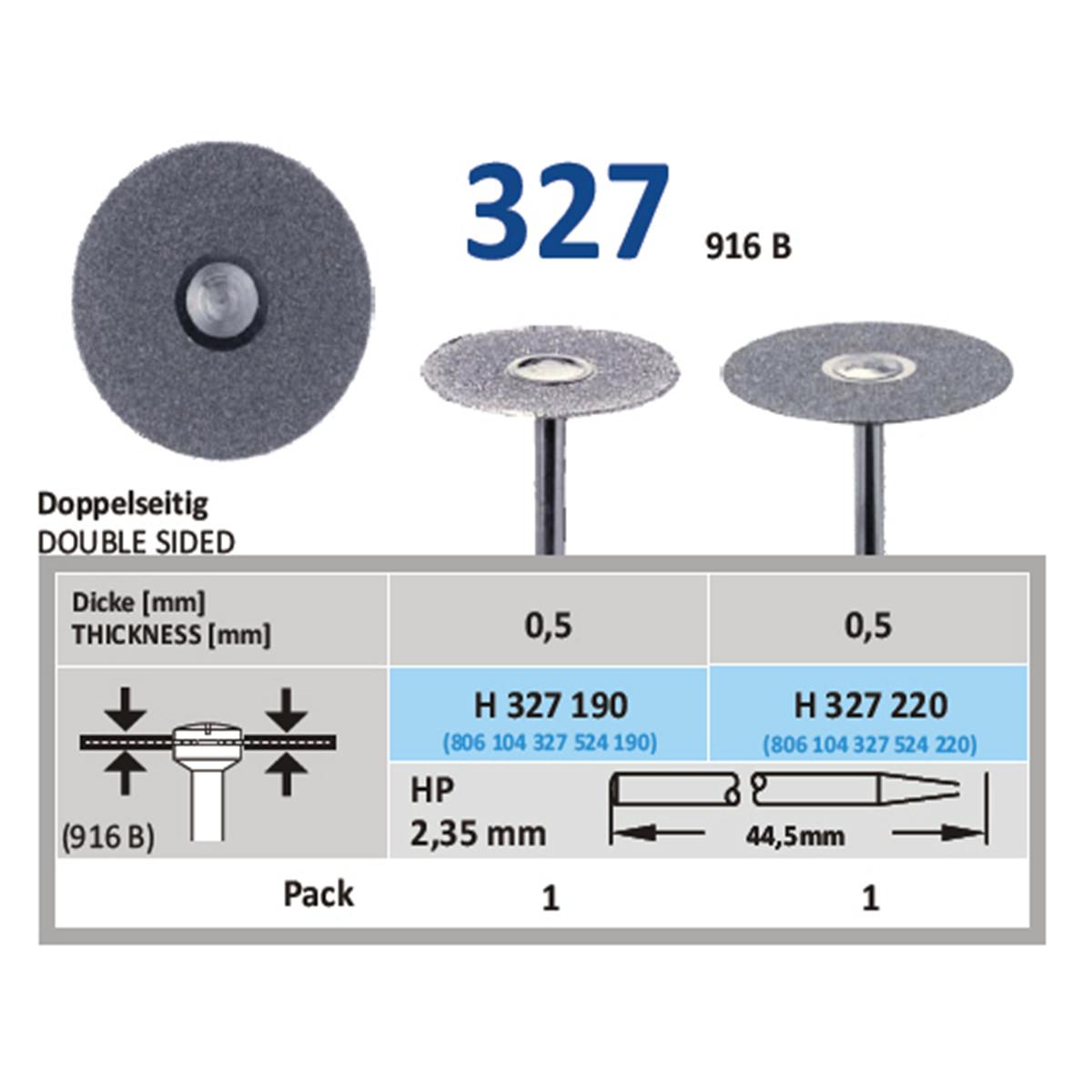 Diamantschijf H 327 - HP 220 Ø 22 mm dubbelzijdig
