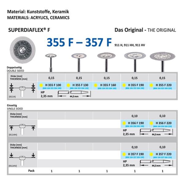 Diamantschijf H 355 F - HP 160 16 mm dubbelzijdig extra fijn