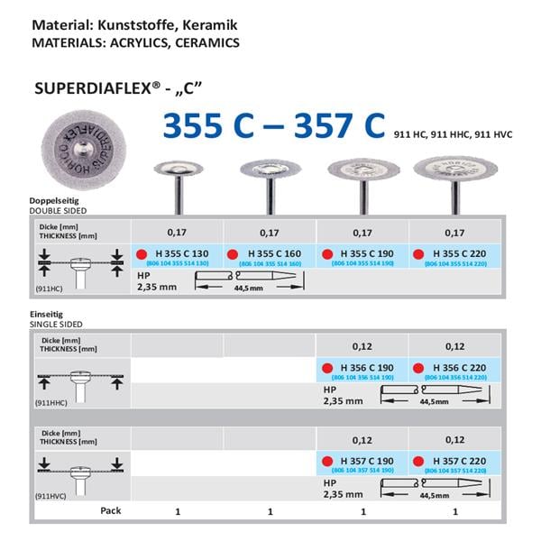 Diamantschijf Superdiaflex H 355 C - HP 160 16 mm dubbelzijdig fijn