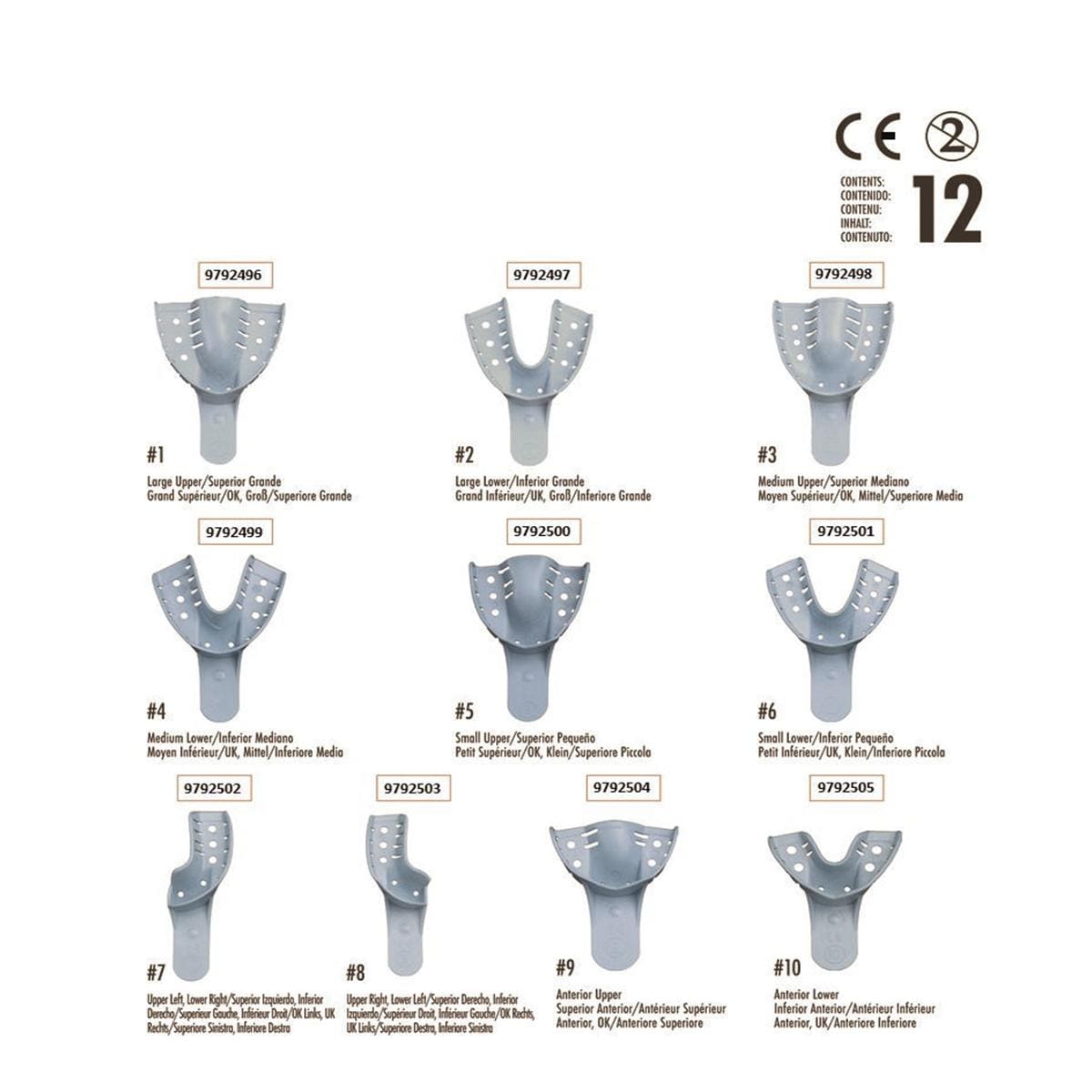 Afdruklepels betand geperforeerd onder - nr. 6 Small, 12 stuks