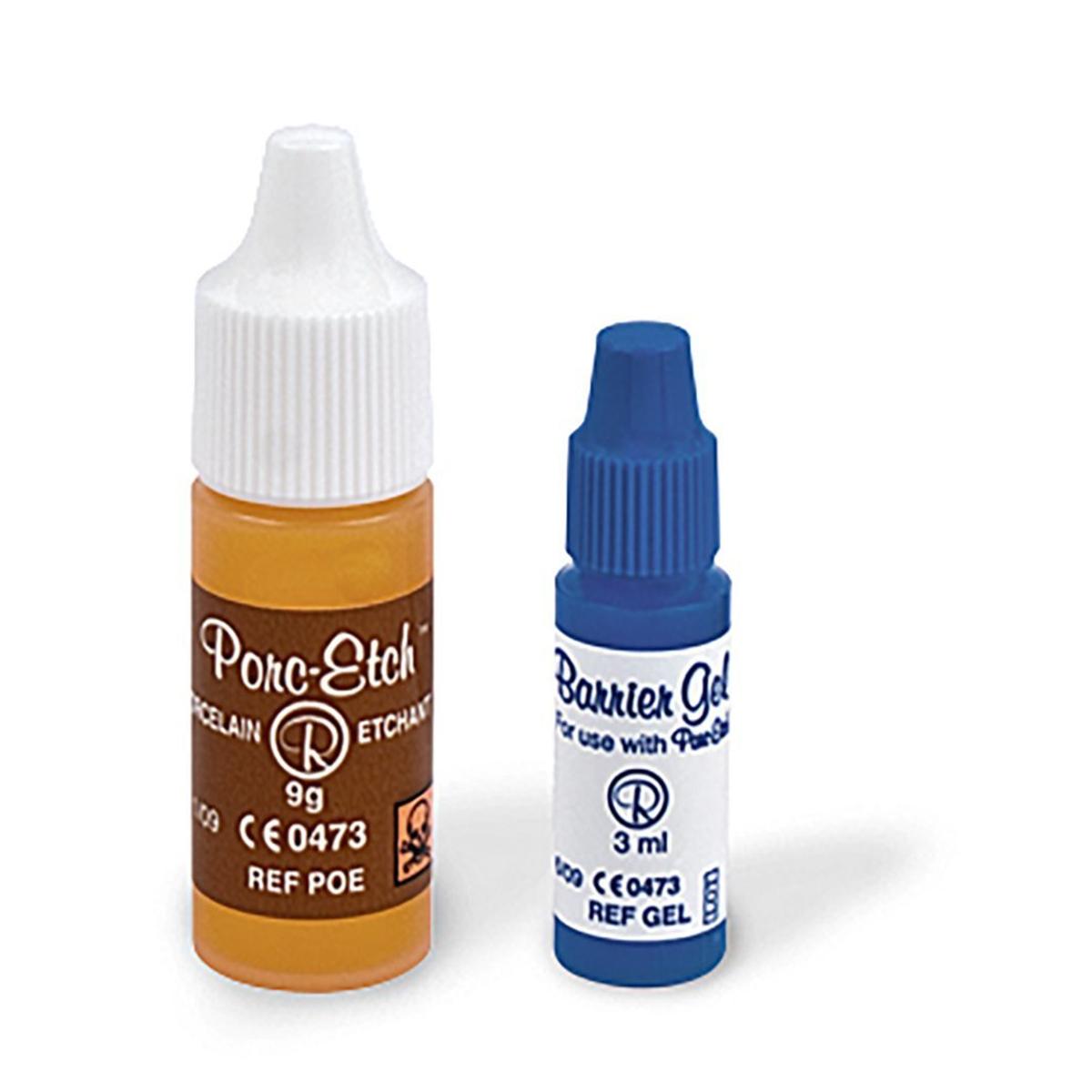 Porcelain Etching Agent with Barrier Gel - REF. POE, flesje 9 g en 3 ml Barrier Gel