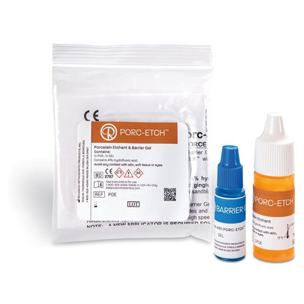 Porcelain Etching Agent with Barrier Gel - REF. POE, flesje 9 g en 3 ml Barrier Gel