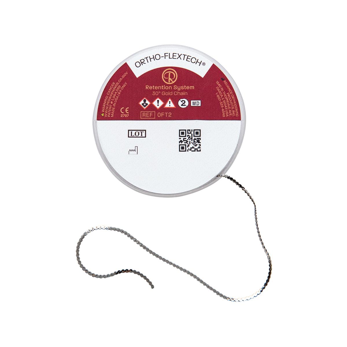 Ortho FlexTech Retainer Chain (White Gold) - REF. OFT2, spoel 76 cm