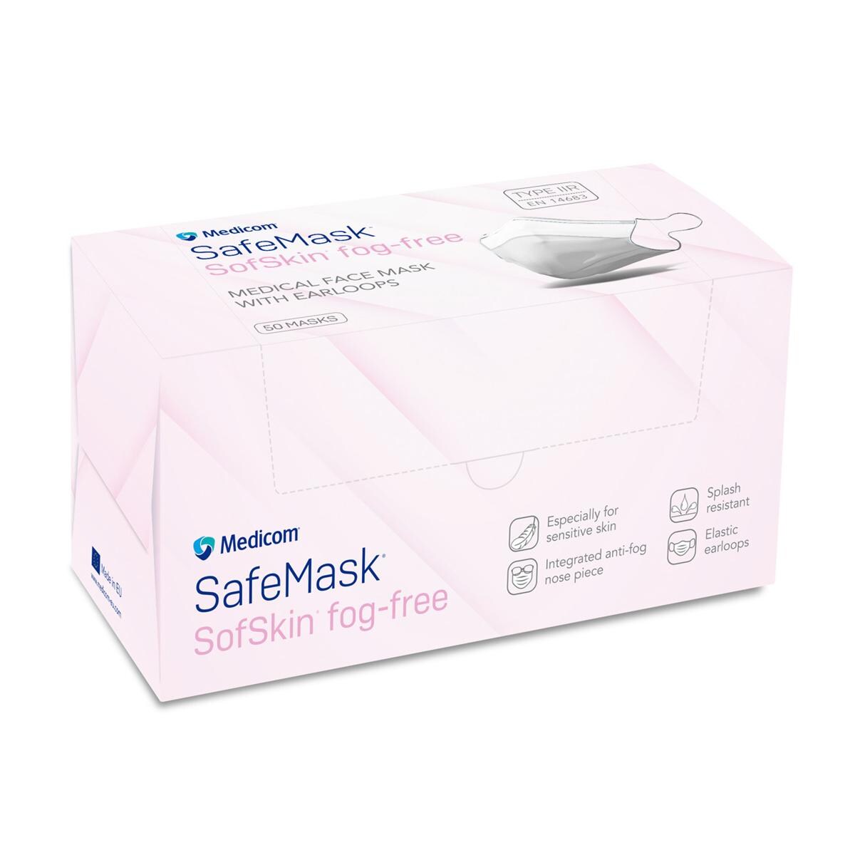 Mondmasker SafeMask SofSkin fog-free earloop Type IIR - Wit - 50 stuks