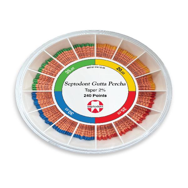 Gutta Percha Points Assortiment - Taper 4%, 240 stuks (elk 60x ISO 20, 25, 30 en 35)