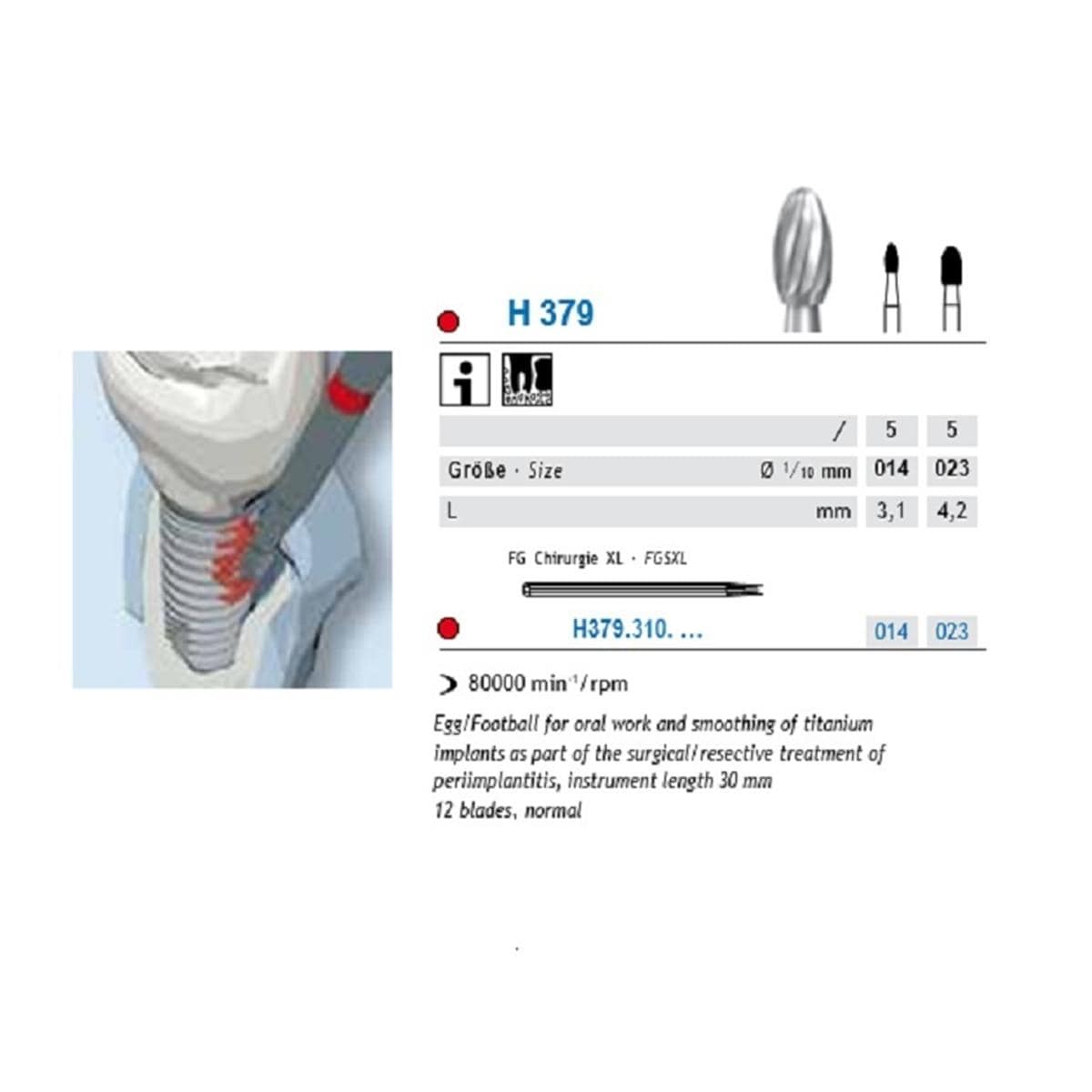H 379 FG XL (30 mm) 12-bladig - ISO 014, 5 stuks