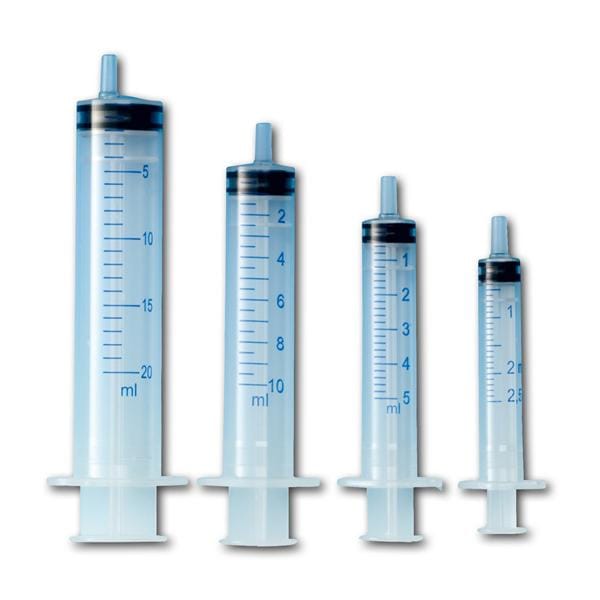 Injectiespuit 3-delig, luer - 3 ml, per 100 stuks