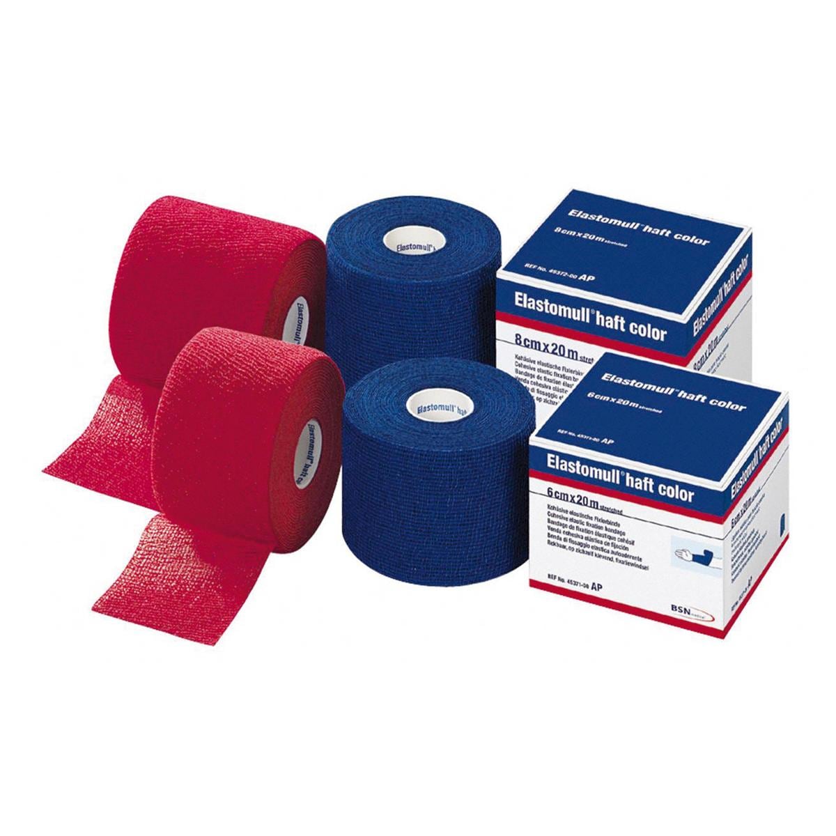 Elastomull Haft Color - 8 cm x 20 m, rood, per stuk.