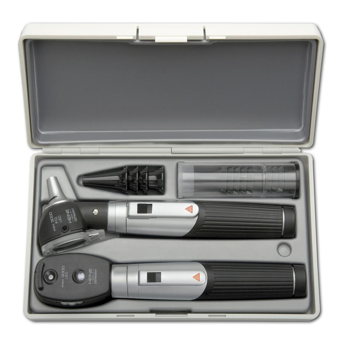 Mini 3000 LED oog/oor set batterij - otoscoop + oogspiegel + etui