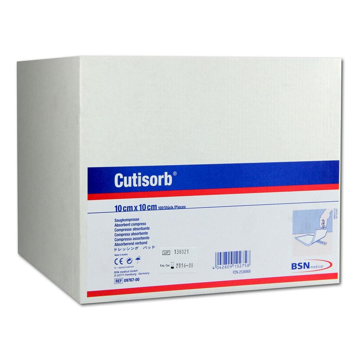 Cutisorb absorberend kompres - 10 x 10cm, 100 niet steriel - Schein Medical