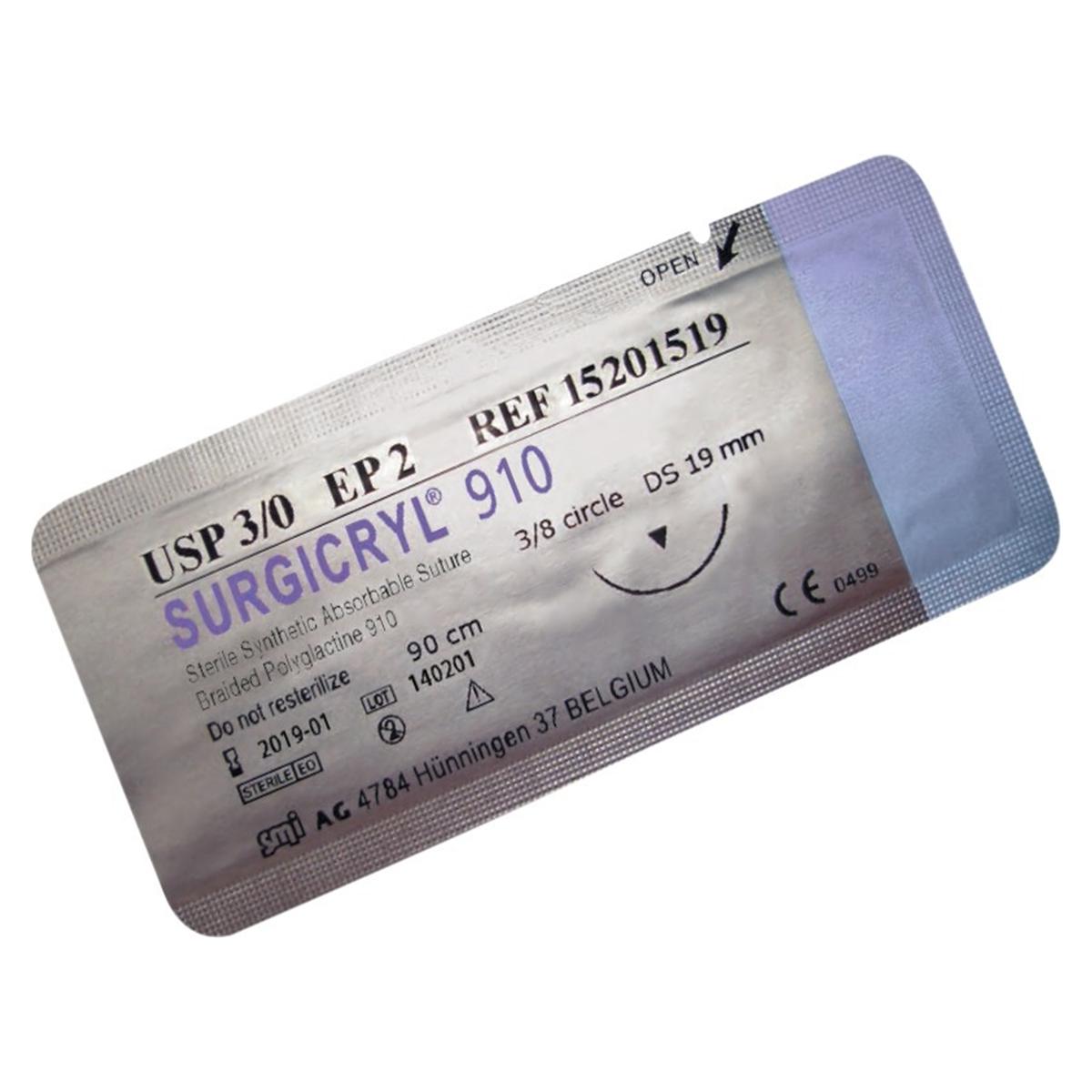 Surgicryl 910 - USP 3/0 DS24 75cm per 12 stuks