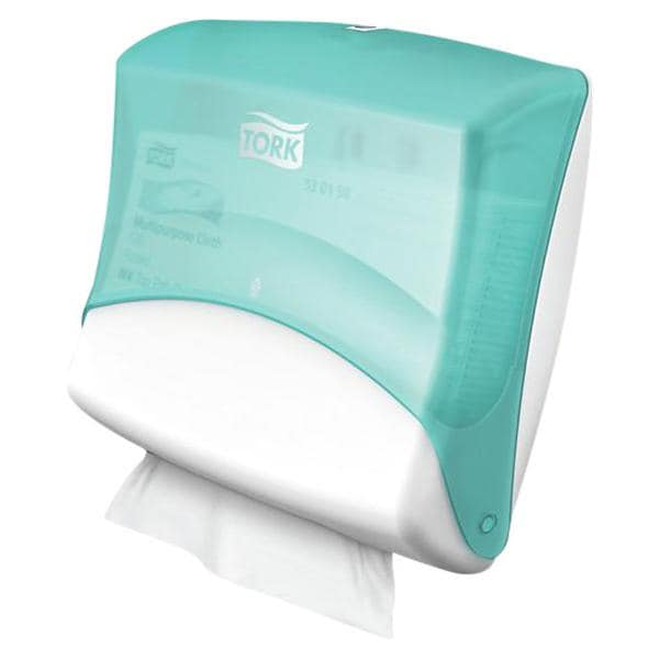 Folded wiper wanddispenser W4 - wit/turquoise - 654000