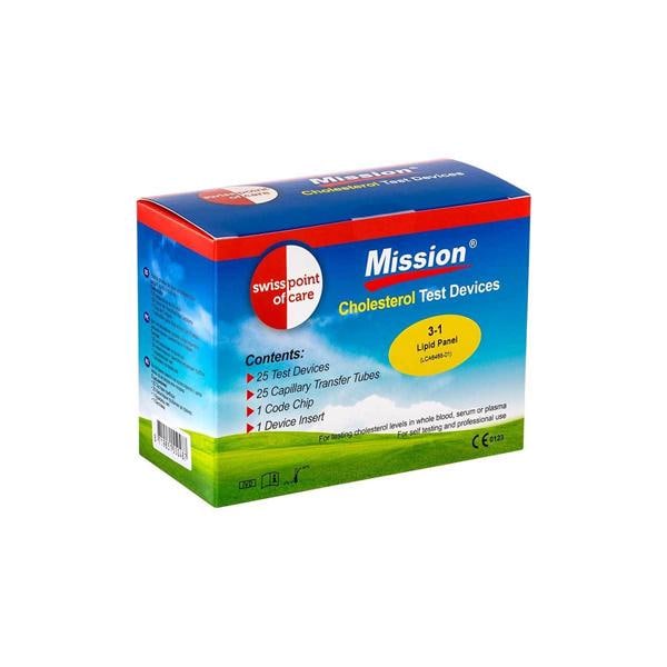 Acon Mission 3 in 1 cholesterol testtrips - per 25 stuks