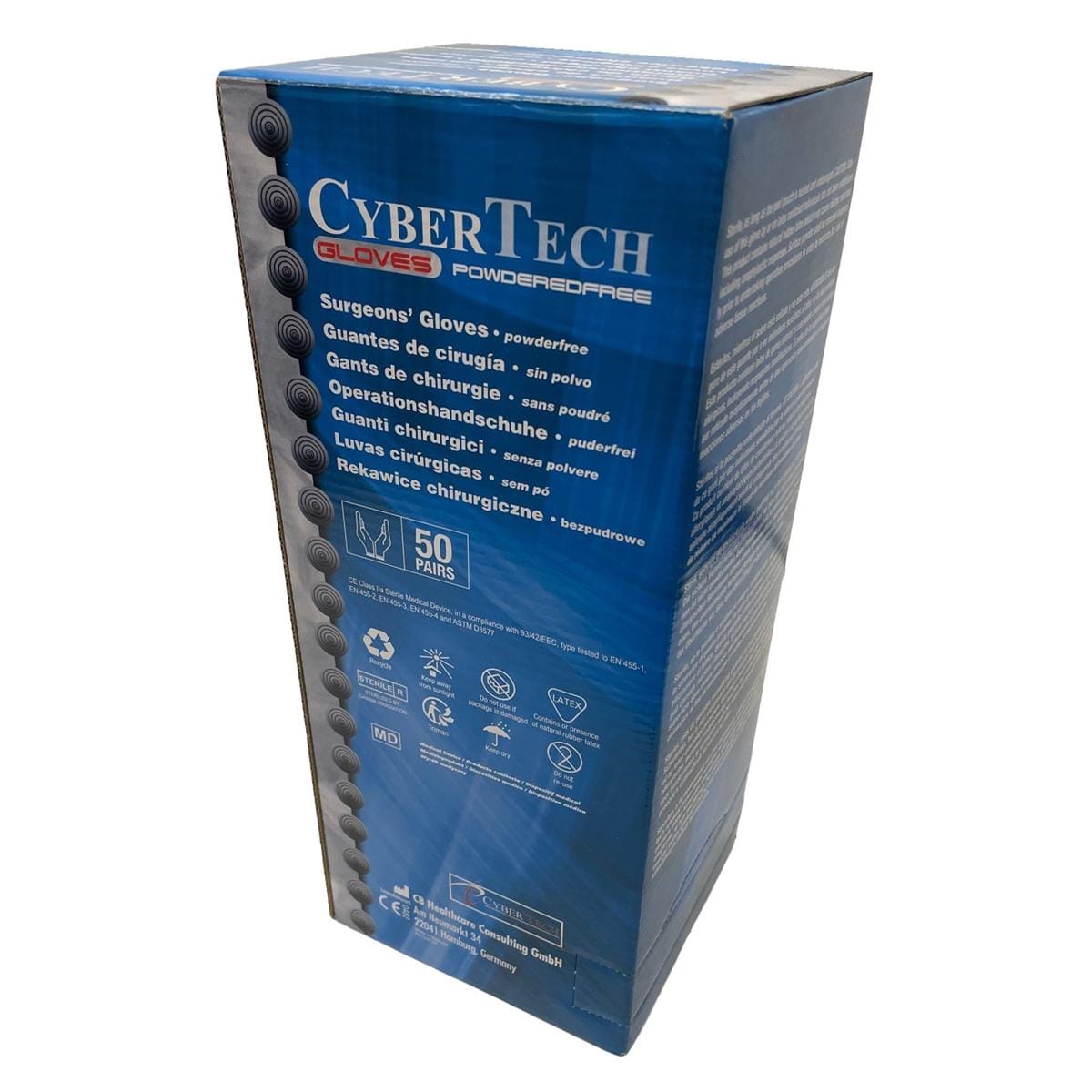 CyberGloves Latex PE handschoen Steriel Poedervrij - maat 6, per 50 paar