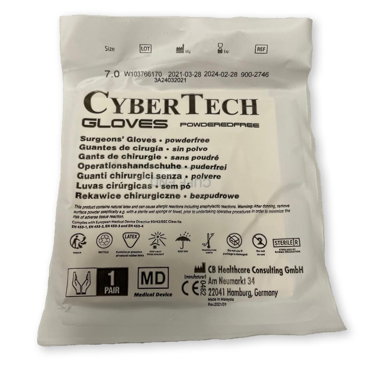 CyberGloves Latex PE handschoen Steriel Poedervrij - maat 6, per 50 paar