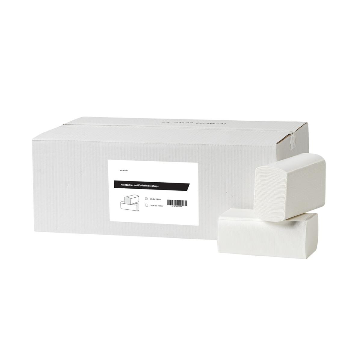 Handdoekjes Multifold 20,5 x 24 cm - geschikt voor Tork H2, per 3060 stuks