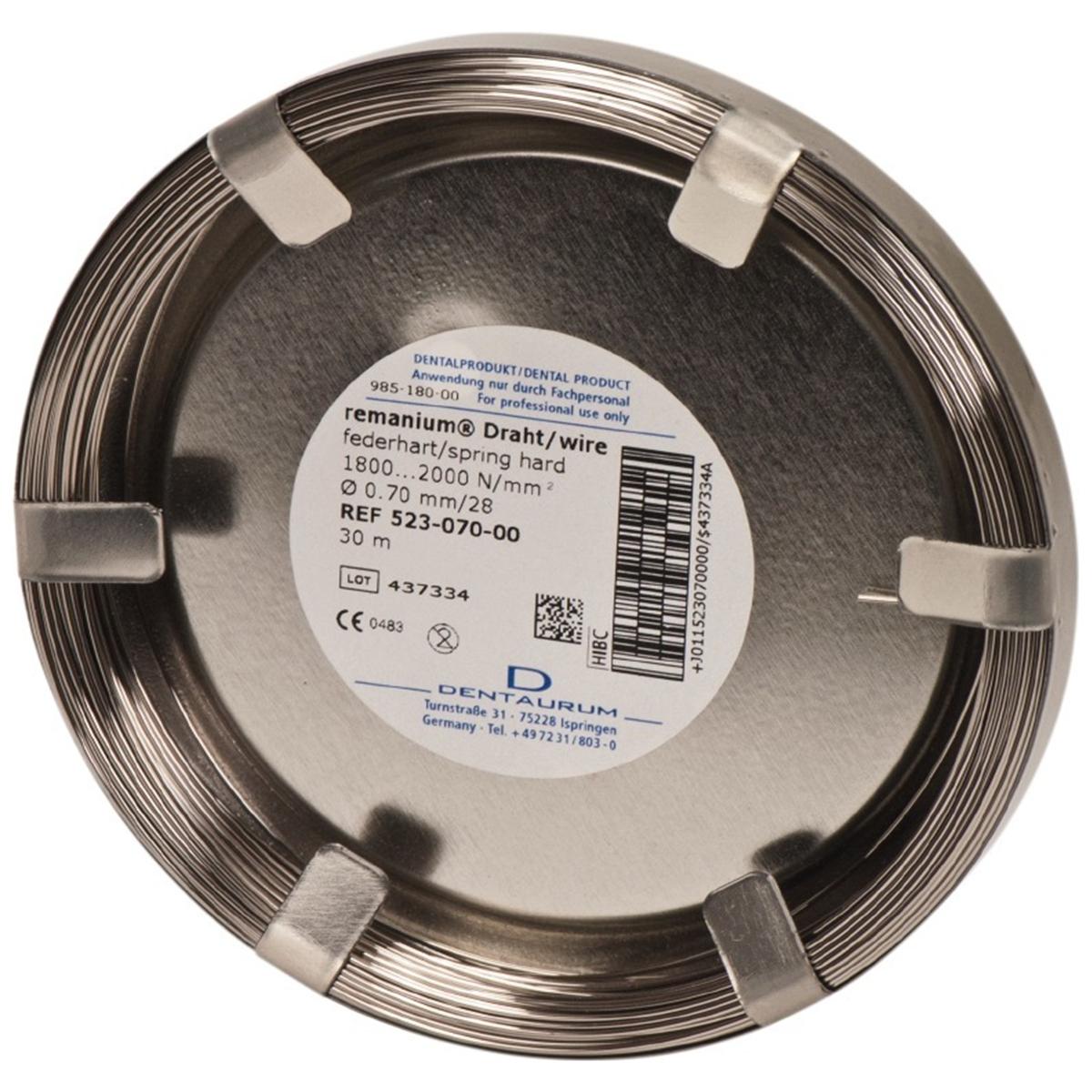Remanium draad op rol - rond vederhard - Ø 0,70 mm / 28, lengte 30 m