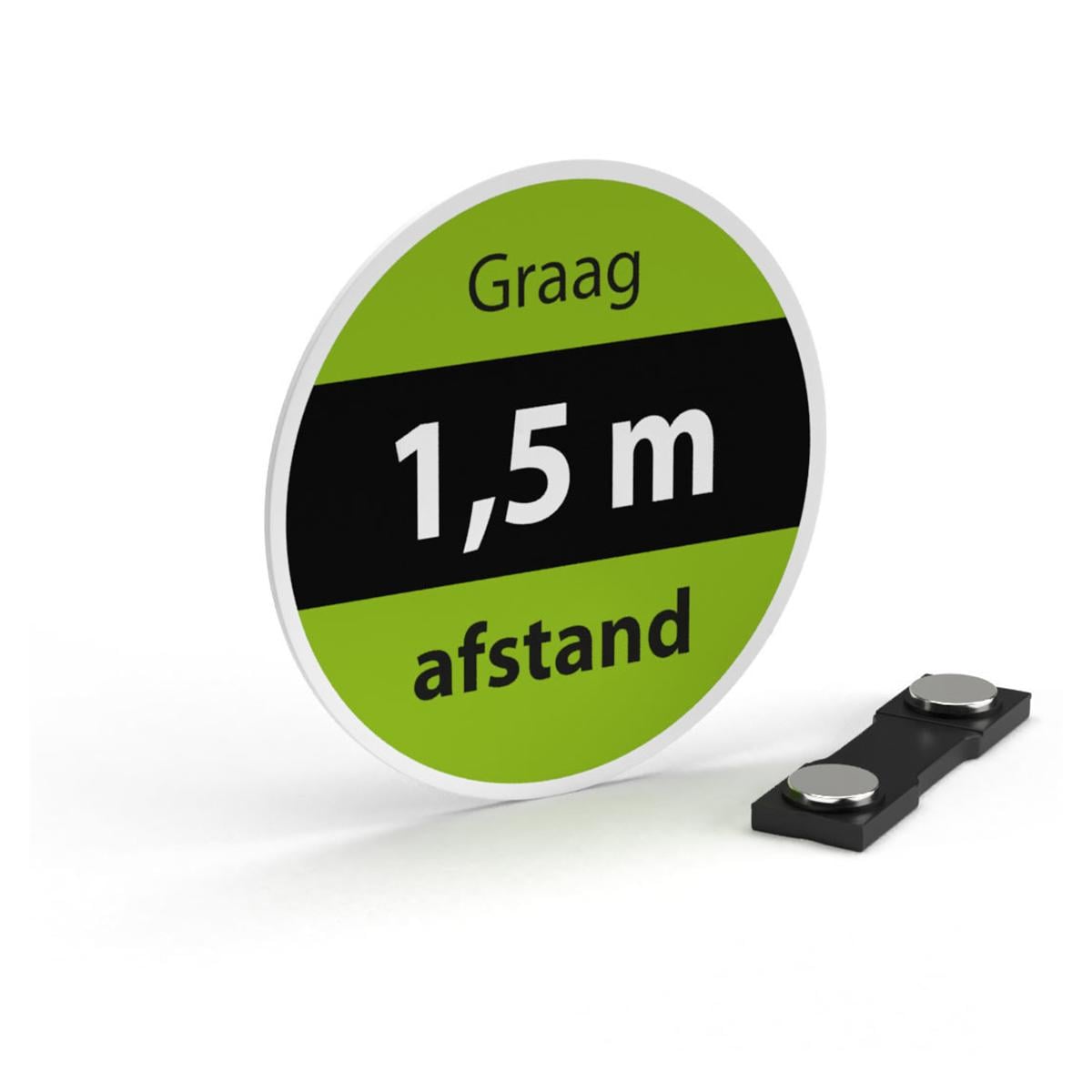 1,5 meter badges - button groen/zwart rond, 50mm