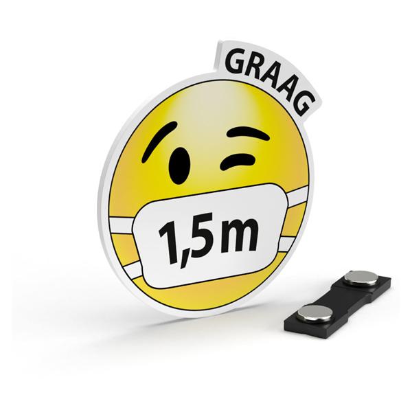 1,5 meter badges - button smiley tekst, 50x50mm