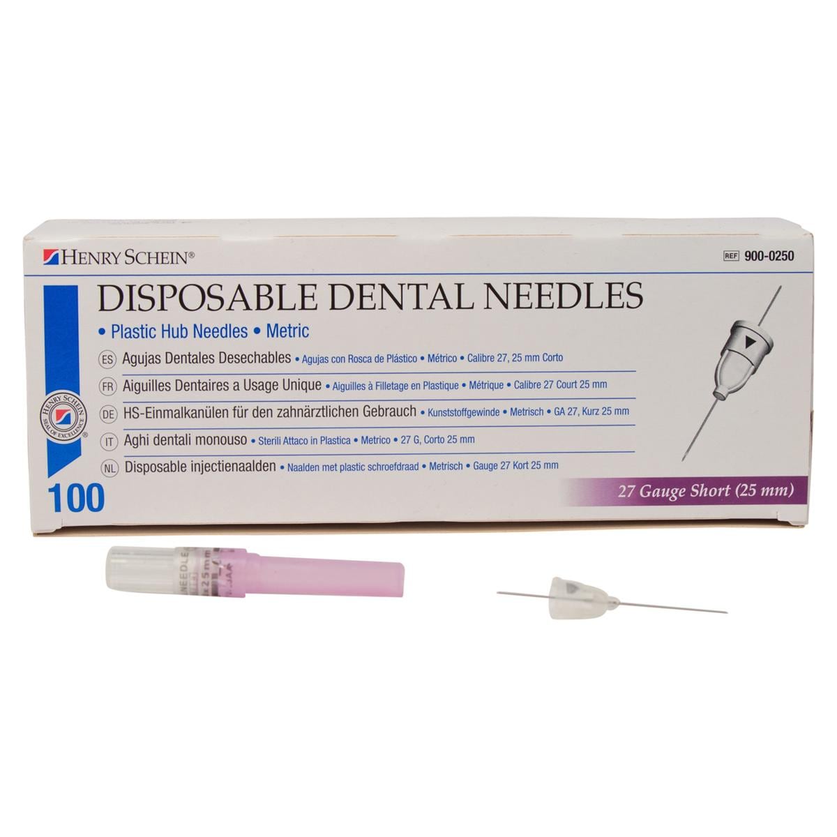 Disposable Dental Needles - 27G short 0,4 x 25 mm violet