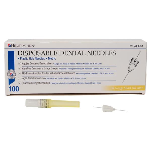 Disposable Dental Needles - 30G short 0,3 x 16 mm geel