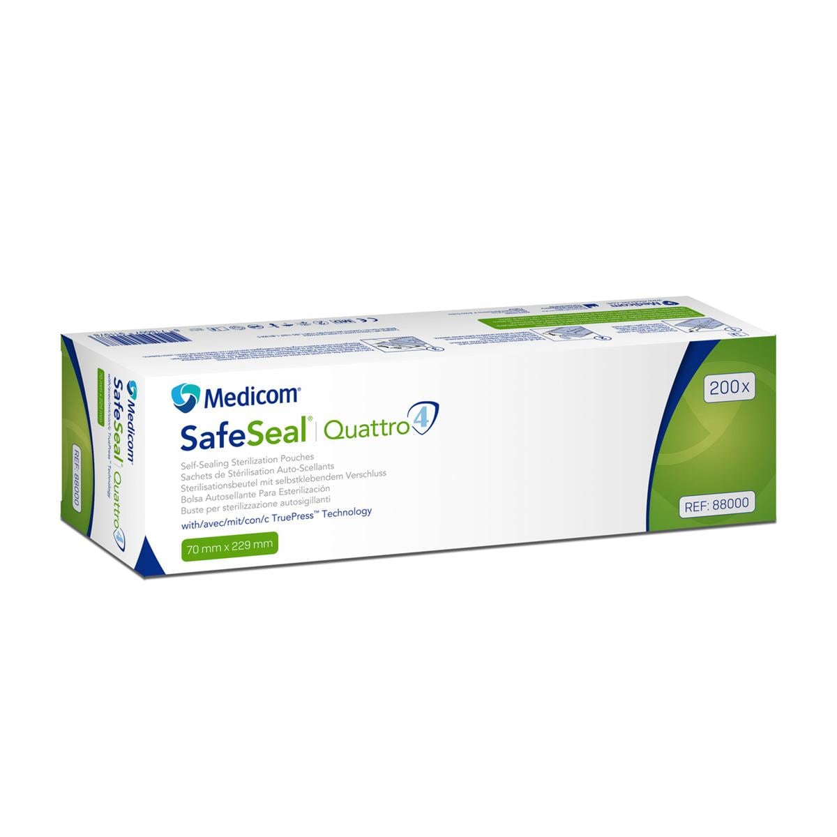 SafeSeal Quattro sterilisatiezakjes - 70 x 229 mm, 200 stuks