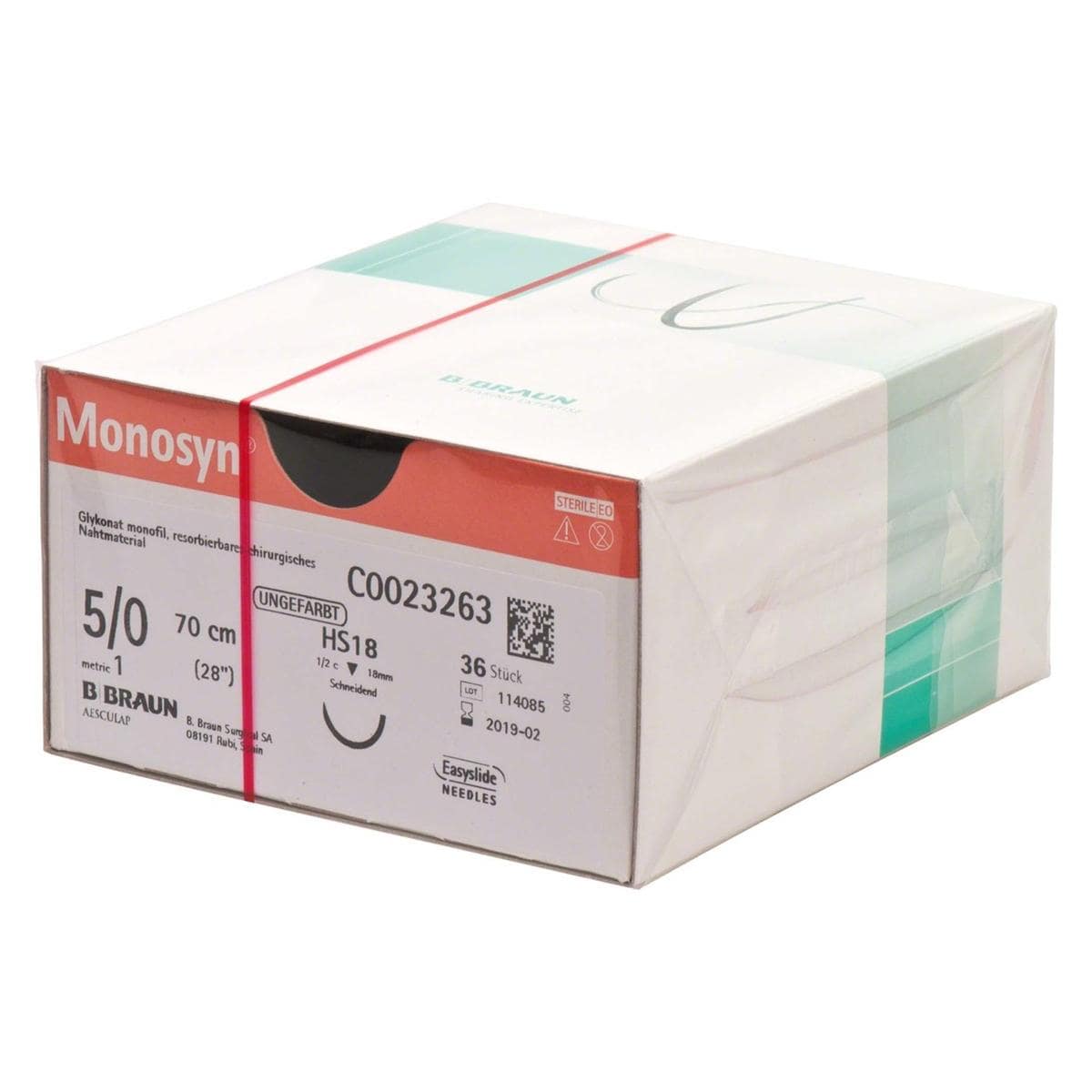Monosyn - USP 5/0, 36 x 70 cm - naald HS18