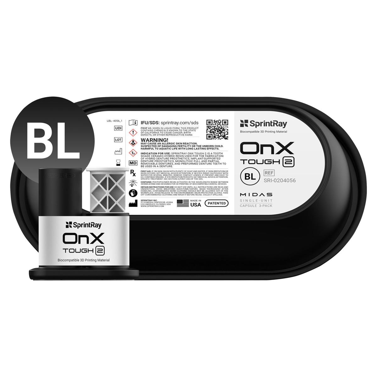 SprintRay OnX Tough 2 - Bleach, capsule 3 stuks