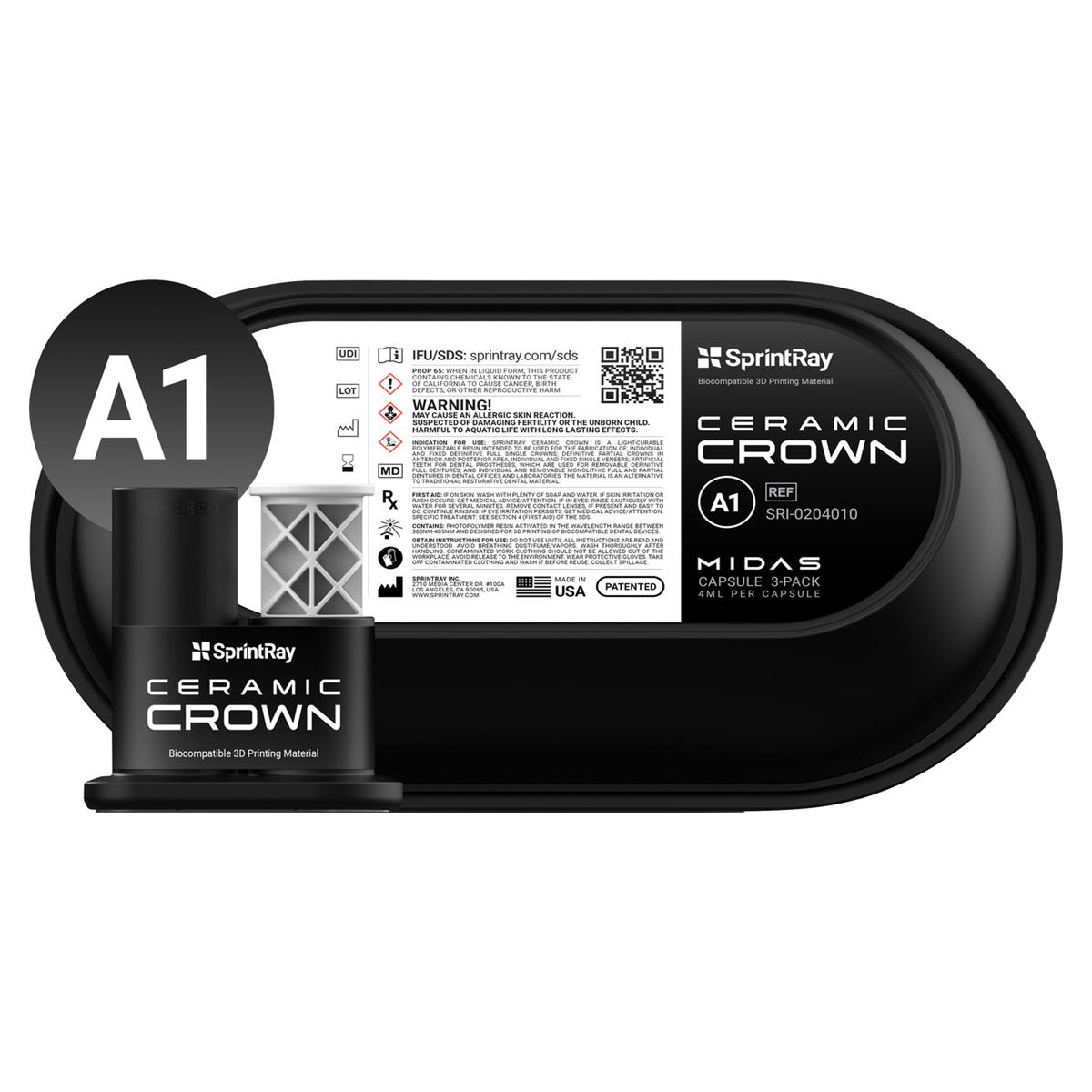 SprintRay Ceramic Crown - A1, capsule 3 stuks