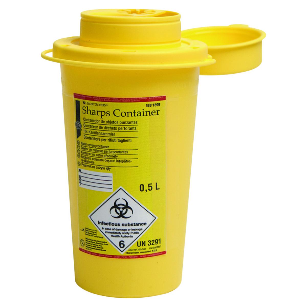 Naalden/afval container - 0,5 liter, rond, Ø 8,6 x 15,7 cm