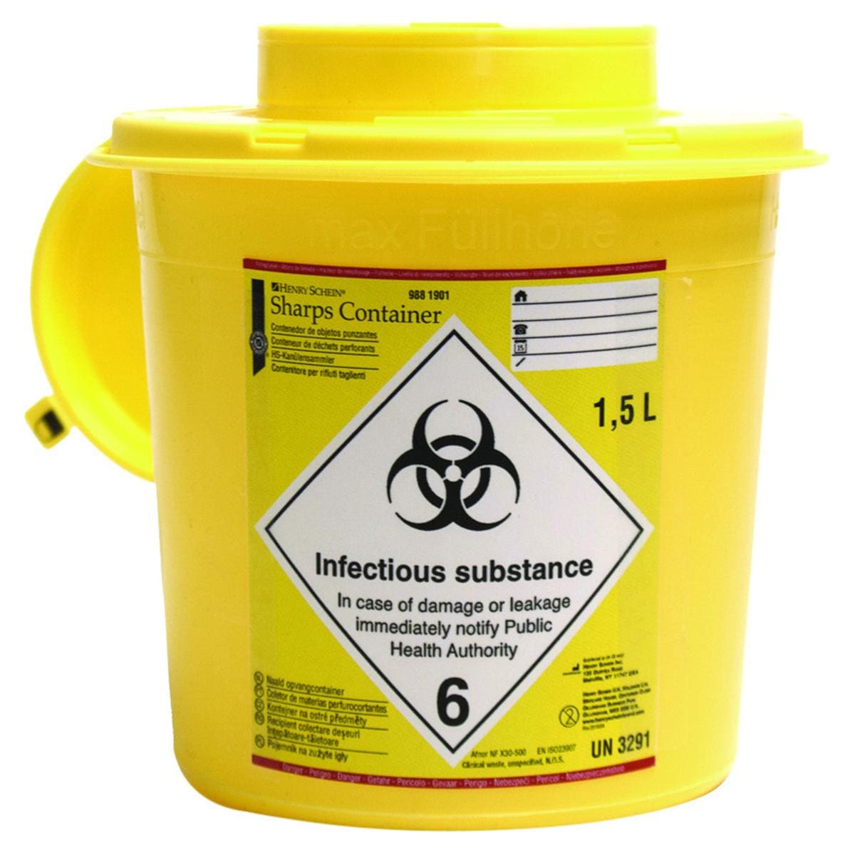 Naalden/afval container - 1,5 liter, rond, Ø 14,5 x 15,2 cm