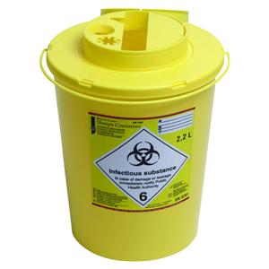 Naalden/afval container - 2,2 liter, rond,  14,5 x 20,4 cm