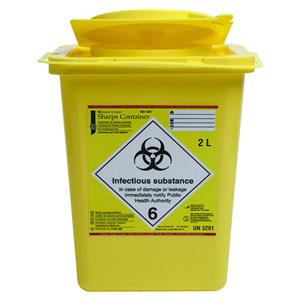 Naalden/afval container - 2 liter, rechthoekig, 15,5 x 15 x 17 cm