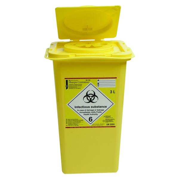 Naalden/afval container - 3 liter, rechthoekig, 15,5 x 15 x 25,5 cm