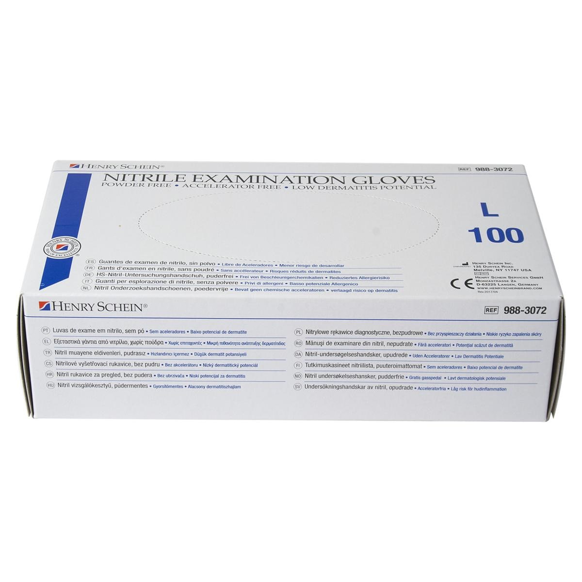 Nitrile Examination Gloves accelerator free - blauw - L, 100 stuks