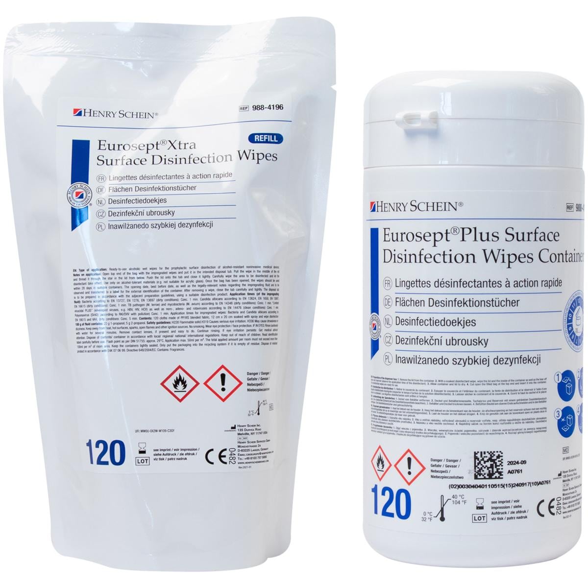EuroSept Xtra Surface Disinfection Wipes XS - Navulling,120 wipes, 13 x 20 cm