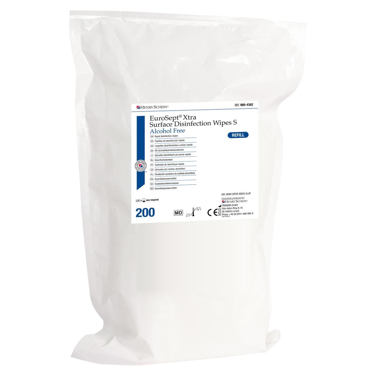 Eurosept Xtra Surface Disinfection Wipes - alcoholvrij - Medium, 140 stuks (15 x 30 cm)