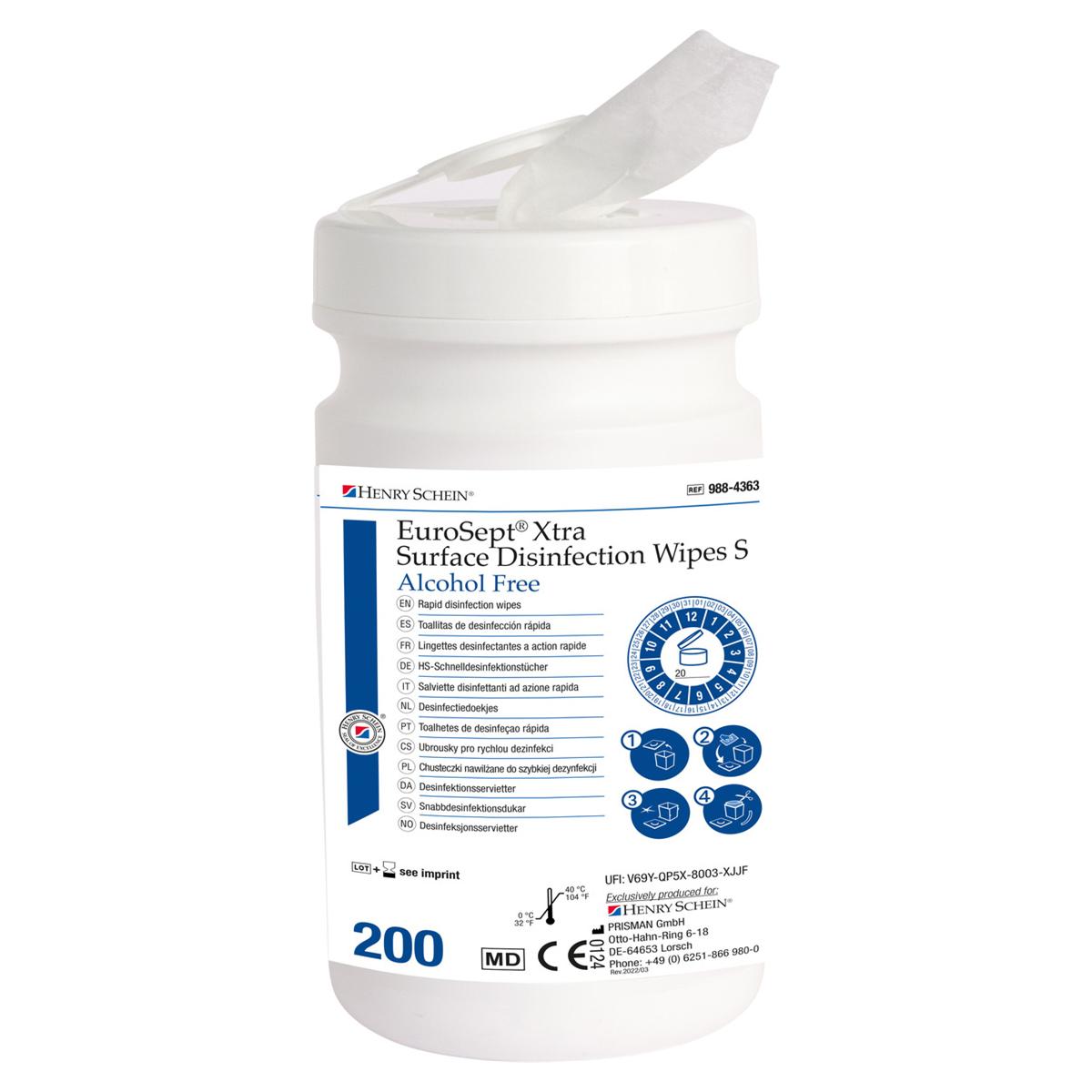 Eurosept Xtra Surface Disinfection Wipes Small - alcoholvrij - Dispenser met 200 doekjes (20 x 22 cm)