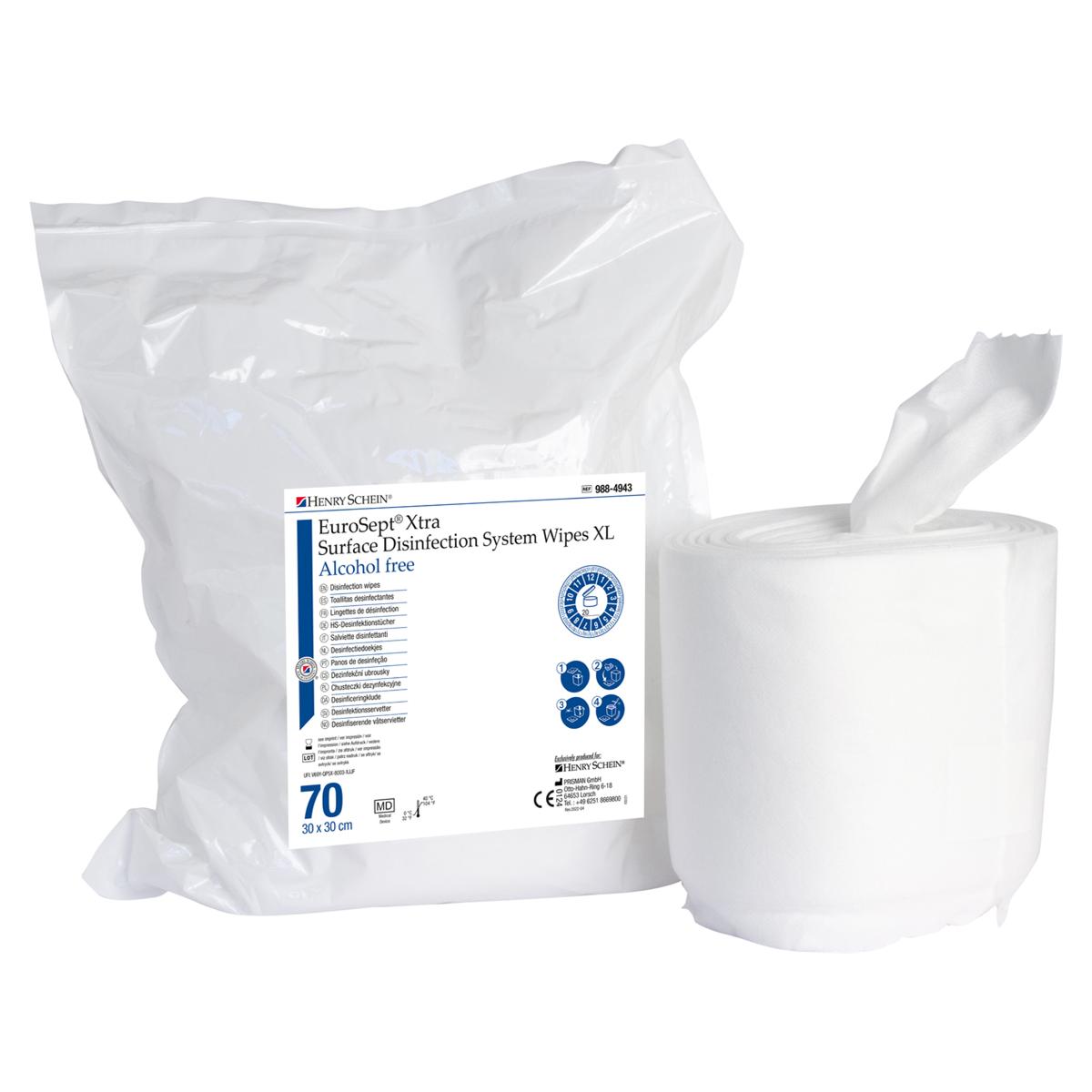 Eurosept Xtra Surface Disinfection Wipes - alcoholvrij - XLarge, 70 stuks (30 x 30 cm)